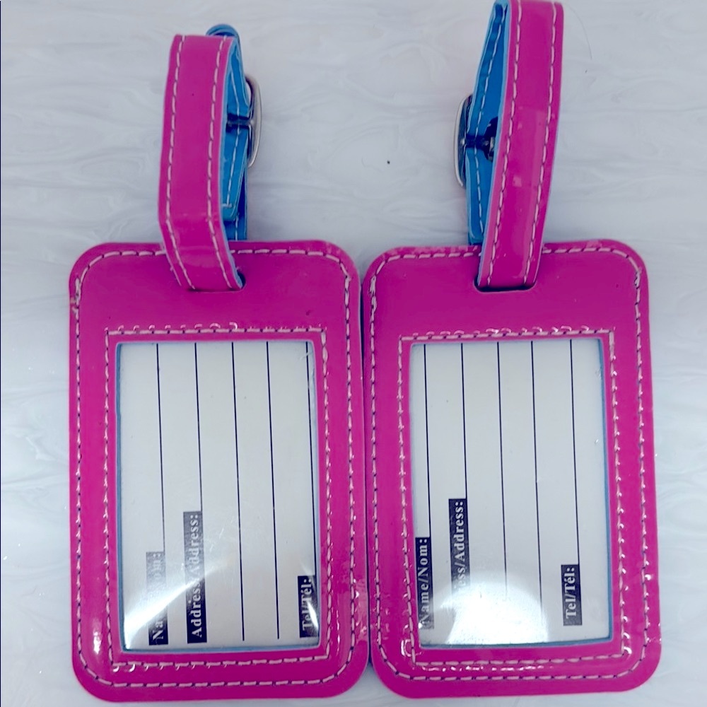 Pink and Blue Carryon Luggage Tags - Picture 2 of 2